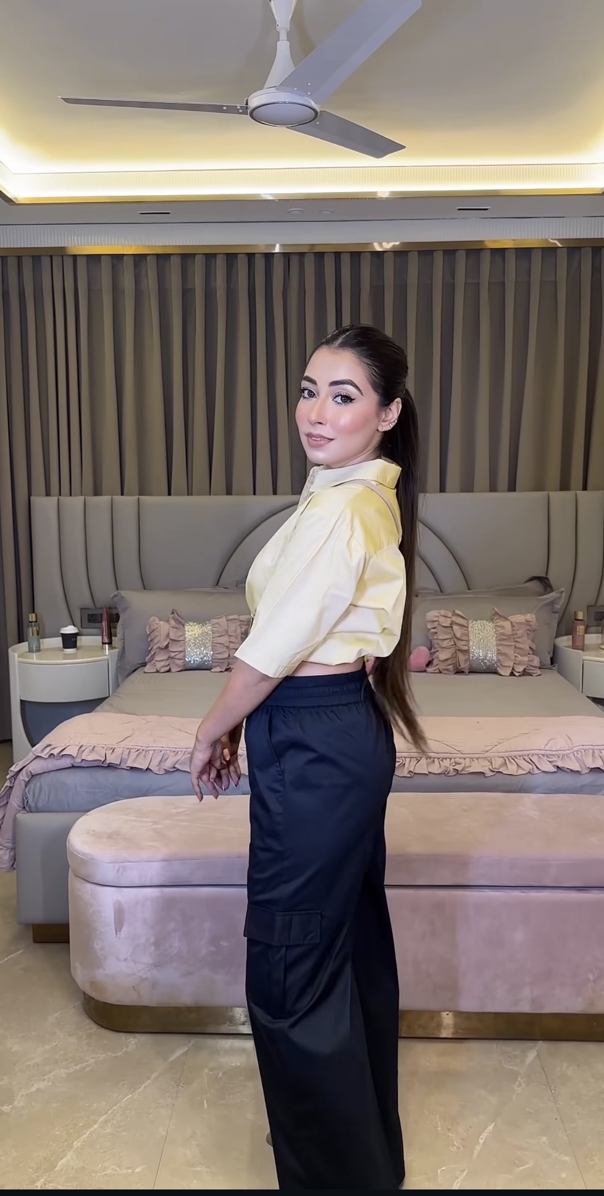 Modern Utility Cargo and Pastel Pop Yellow Shirt Set